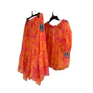 Scoop for Walmart two piece set skirt plus top chiffon size medium 1756